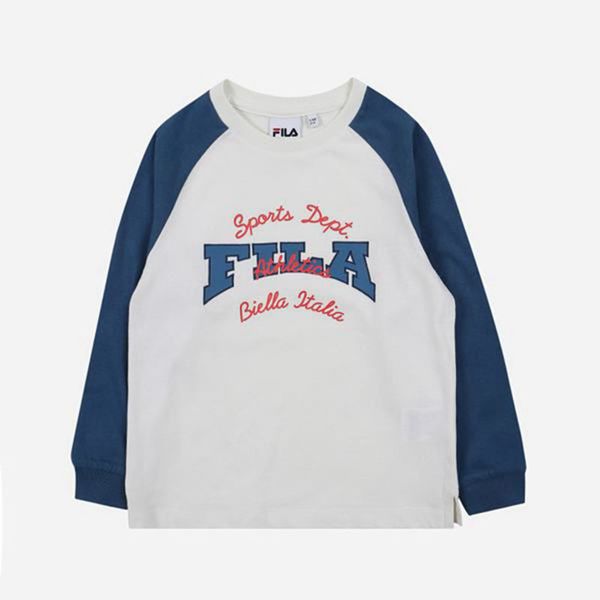 Fila Tričká Detske Biele / Modre - School Crew Neck L/S Vypredaj - Slovakia 45830-OWCU